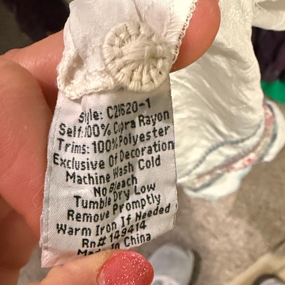 Johnny Was White Embroidered Floral Tunic with Blue and Yellow Accents - Picture 9 of 9